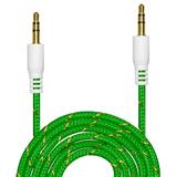 3 x Premium 3.5mm Nylon Tangle Free Auxiliary Aux 3 Feet Male to Male Stereo Audio Cable for Headphones iPods iPhones iPads Home / Car Stereos and More - Green (Pack of 3)