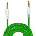3 x Premium 3.5mm Nylon Tangle Free Auxiliary Aux 3 Feet Male to Male Stereo Audio Cable for Headphones iPods iPhones iPads Home / Car Stereos and More - Green (Pack of 3)