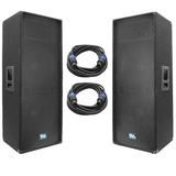 Seismic Audio Pair of Dual 15 PA Speakers and 25 Speaker Cables - PA/DJ Band PA Package - SA-155T-PKG21