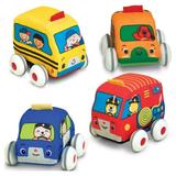 Melissa & Doug K s Kids Pull-Back Vehicle Set - Soft Baby Toy Set With 4 Cars and Trucks and Carrying Case