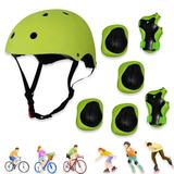 Adjustable Skateboard Helmet with Protective Gear Knee Pads Elbow Pads Wrist Pads for Boys Girls Age 3-10 Kid s Green Helmet Set for Bike Skateboard Roller Outdoor Sports