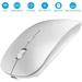 Rechargeable Wireless Mouse 2.4G Slim Mute Silent Click Noiseless Ergonomic Mouse Portable Travel Cordless Mouse with USB Receiver for Laptop/Computer/Notebook/Desktop/PC (Silver)