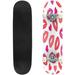 Primitive seamless retro pattern with different lips and hearts Outdoor Skateboard Longboards 31 x8 Pro Complete Skate Board Cruiser