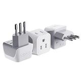 Italy Chile Travel Adapter Plug by Ceptics with Dual USA Input - Type L (3 Pack) - Ultra Compact - Safe Grounded Perfect for Cell Phones Laptops Camera Chargers and More (CT-12A)