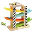 Toddler Wooden Race Track Car Ramp Toys for 1 2 Year Old Baby Motor Skills Race Tracks Car Ramp Vehicle Playsets with 4 Mini Cars