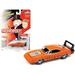 1969 Dodge Charger Daytona Orange w/Black Tail Stripe & Graphics w/Game Token 1/64 Diecast Model Car by Johnny Lightning