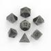 Dark Metal Dice with Black Numbers - Set of 7