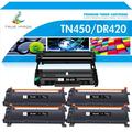 True Image Compatible Toner Cartridge TN-450 TN450 & Drum Unit TN-420 TN420 for Brother HL-2135W MFC-7360N MFC-7460DN MFC-7860DW DCP-7060D 7065DN 7070DW(Black 3*Toner 2*Drum)