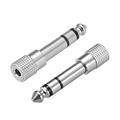 6.35mm Male to 3.5mm Female Adapter Couplers Converter Silver Tone 2Pcs for Stereo Audio Video Cable