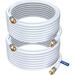 Coaxial Cable 50 ft Triple Shield - RG6 Coax Cable TV Cable for Digital TV Aerial Satellite Cable - Cable Cord Cable Wire- with Gold Plated F Connectors - White 50 Feet 2 Pack 50 Feet 2 Pack