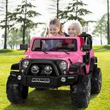 JOYMOR 12V Kids 2 Seat Ride On Truck Car w/ Remote Control Adjustable Speeds MP3 Player LED Horn (Pink)