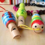 3pcs Cartoon Small Whistle Wooden Whistle Toys Pendant for Little Boys Girls(Random Color)
