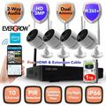 [3MP Extend Range] Security Camera System EverGrow 10 Channel Wireless Surveillance System with 4pcs 3MP Cameras WiFi Security Camera System for Outdoor Indoor (CAM-WIFI-4CH-A-2MP-168Y)