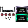 Rockville Bluetooth Karaoke Amplifier Receiver+4) 6.5 LED Ceiling Speakers+Mics