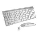 Wireless Keyboard and Mouse Ultra Slim Combo 2.4G Silent Compact USB Mouse and Scissor Switch Keyboard Set with Cover for PC/Laptop/Windows/Mac - Silver White