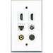 RiteAV - 2 HDMI 1 Port RCA Yellow 1 Port Coax Cable TV- F-Type 1 Port S-Video 1 Port Cat5e Ethernet White Wall Plate