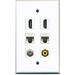 RiteAV - 2 HDMI 1 Port RCA Yellow 1 Port Coax Cable TV- F-Type 2 Port Cat5e Ethernet White Wall Plate