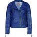 SkinOutfit Women Motorcycle Leather Jacket Genuine Lambskin CafÃ© Racer Biker Outerwear XXXL Royal Blue