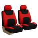 FH Group Light & Breezy Flat Cloth Car Seat Cover Set For Car Truck SUV Van Red - Front
