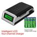 Greenhome 4 Slots EU/US/UK Plug LCD Display AA AAA Lithium Ni-MH Battery Fast Charger