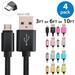 4x 3FT Afflux Micro USB Adaptive Fast Charging Cable Cord For Samsung Galaxy S7 S6 Edge S4 S3 Note 2 4 5 Grand Prime LG G3 G4 Stylo HTC M7 M8 M9 Desire 626 OnePlus 1 2 Nexus 5 6 Nokia Lumia Hot Pink