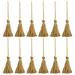 Techinal 12Pcs Miniature Artificial Mini Straw Broom with Rope Halloween Hanging Decoration Toys DIY Dollhouse Witch Accessories