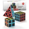 Speed Cube Set Carbon Fiber Sticker Puzzle Cube Bundle Magic Cube Set of Pyramid Speed Cube