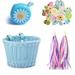 Nitouy 4Pcs/Set Rattan Bicycle Basket Girls Boys Small Kids Gifts Cycling Decoration Cute Detachable (Sky Blue)