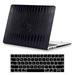 KEROM Compatible with MacBook Pro 13 inch Case 2022 M2 2021-2016 Release M1 A2338 A2289 A2251 A2159 A1989 A1706 with Touch Bar Crocodile Leather Hard Shell Logo Cutout Case & Keyboard Cover Black