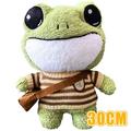 Frog Plush 11.8-inch Frog Stuffed Animal Toy Soft Cute Variety Cartoon Green Frog Plushie with Cloths and Bag Standing Stuffed Frog Gift for Kids Girls Boys