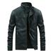 FITORON Mens Casual Jackets- Solid Motorcycle Turtleneck Full Zip Elegant Long Sleeve for Autumn Winter Black XXL