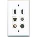 RiteAV - 2 HDMI 1 Port RCA White 1 Port Coax Cable TV- F-Type 1 Port S-Video 1 Port Cat5e Ethernet White Wall Plate