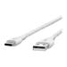 Belkin DuraTek Plus USB-C to USB-A Cable With Strap - 4 ft USB Data Transfer Cable for Smartphone - First End: 1 x USB Type A - Male - Second End: 1 x USB Type C - Male - White