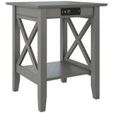 Pemberly Row Transitional Wooden Charger Printer Stand in Gray