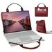 Dell Vostro 14 3480 Laptop Sleeve Leather Laptop Case for Dell Vostro 14 3480with Accessories Bag Handle (Red)