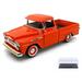 Diecast Car & Display Case Package - 1958 Chevy Apache Fleetside Pickup Truck Orange - Motormax 79311 - 1/24 scale Diecast Model Toy Car w/Display Case