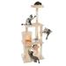 4-Tier Deluxe Cat Tower- Large Scratching Board 6 Scratch Posts Napping Perches Kitty Condo Hut 2 Hammocks and Hanging Toys by PETMAKER (Beige)