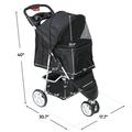 ZENSTYLE Foldable Dog Stroller 3 Wheels Pet Stroller for Dog / Cat Durable Travel Carrier With Storage Basket - Black