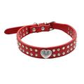 Rhinestones Crystal Heart PU Leather Pet Necklace Jewelry Holiday Gift Red XS