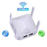300M/1200Mbps WiFi Repeater for 2.4G and 5G WiFi Signal Booster with 4 High Gain External Antennas 360 Degrees WiFi Range Extender