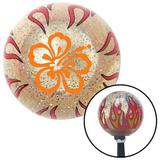 Orange Hawaiian Flower No. 7 Clear Flame Metal Flake Shift Knob with M16 x 1.5 Insert Brody