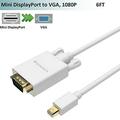 mini displayport/thunderbolt to vga adapter cable mini dp source in to vga out converter cord for mac macbook pro air surface pro 6 5 4 3 ms surface book to monitor projector tv male video lead 6 ft