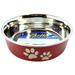 Loving Pets Stainless Steel & Merlot Dish with Rubber Base Medium - 6.75 Diameter