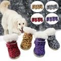 Walbest 4Pcs/Set Winter Small Pet Plush Warm Puppy Dog Cotton Waterproof Shoes Anti-Slip Sole Snow Boots