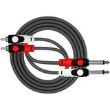 Kirlin Lightgear Dual Black Patch Cable 2x 1/4 Mono to 2x RCA 3 ft.