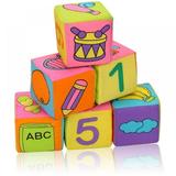 Block Party Baby Blocks â€“ Soft Fabric Building Blocks for Toddlers â€“ Educational Alphabet Blocks with 6 Toy Blocks