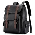 Sanviglor Leather Backpack for Men 14 inch Laptop Backpack Vintage PU Leather School College Bookbag Large Capacity Business Office Work Bag Casual Travel Hiking Weekend Daypack