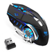 Rechargeable Wireless Bluetooth Mouse Multi-Device (Tri-Mode:BT 5.0/4.0+2.4Ghz) with 3 DPI Options Ergonomic Optical Portable Silent Mouse for X20 Blue Black