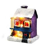 Christmas Scene Village Houses Town with LED Light Battery Operate Resin Christmas Village House Christmas Ornamnet for Christmas Decorations