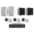 Rockville Multi Room Home Receiver+6) Ceiling+2) White Wall Speakers+2) 8 Subs